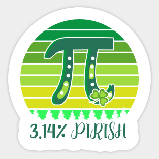 3.14% Pirish Saint Patricks Day Green Math Geek Pi Day Sticker